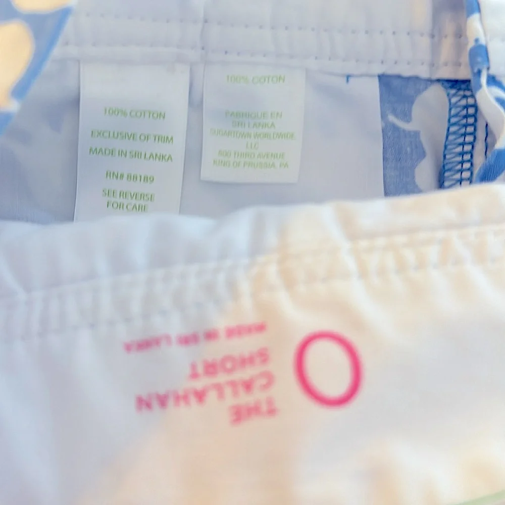 Lilly Pulitzer Blue and White Elephant Print Shorts in Blue Tusk to the Sun Sz 0 - Picture 7 of 7